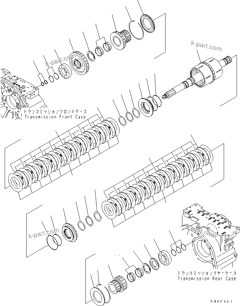 Komatsu parts book diagram for HM300-1 S/N 1001-UP: TRANSMISSION (FORWARD LOW AND REVERSE)