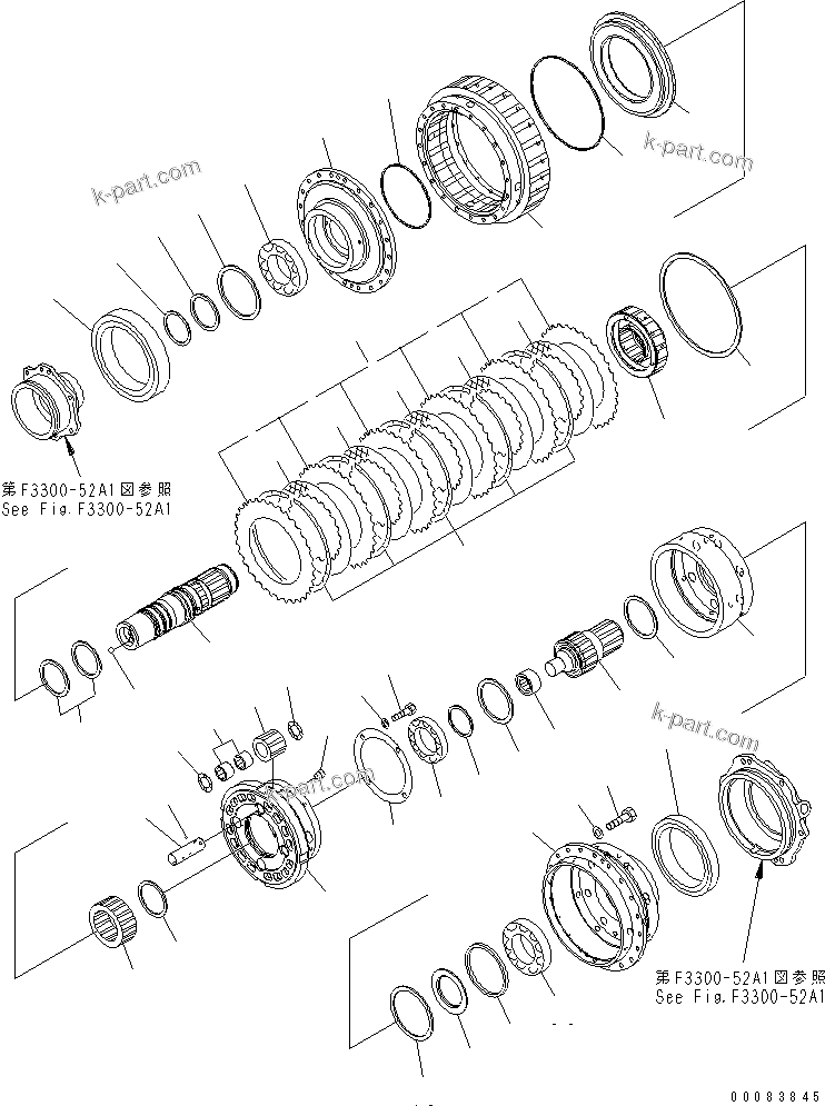 Komatsu parts book diagram for HM300-1 S/N 1001-UP: TRANSMISSION (DIFFRENTIAL) (COLD SPEC.)(#1626-)