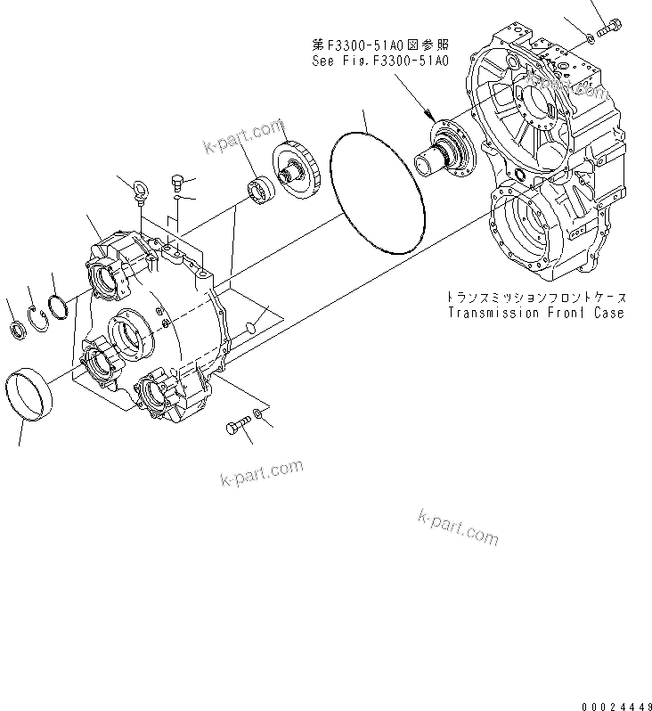 Komatsu parts book diagram for HM300-1 S/N 1001-UP: TRANSMISSION (POWER TAKE OFF)