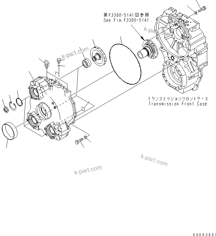Komatsu parts book diagram for HM300-1 S/N 1001-UP: TRANSMISSION (POWER TAKE OFF) (COLD SPEC.)(#1626-)
