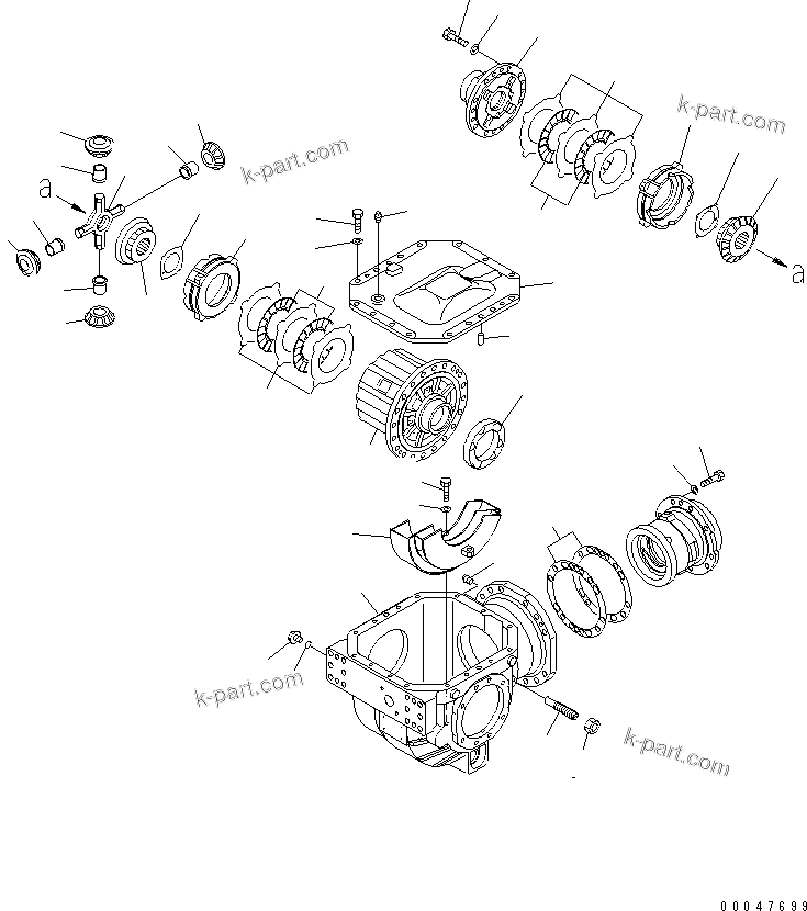Komatsu parts book diagram for HM300-1 S/N 1001-UP: FRONT DIFFERENTIAL (DIFFERENTIAL)(#1510-)