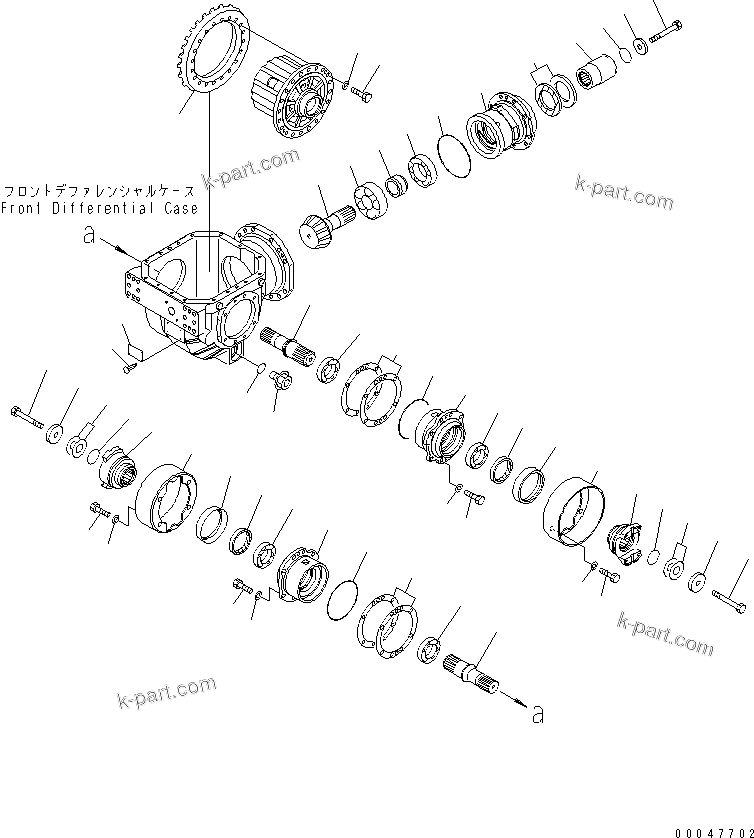 Komatsu parts book diagram for HM300-1 S/N 1001-UP: FRONT DIFFERENTIAL (PINION GEAR AND COUPLING)(#1510-)