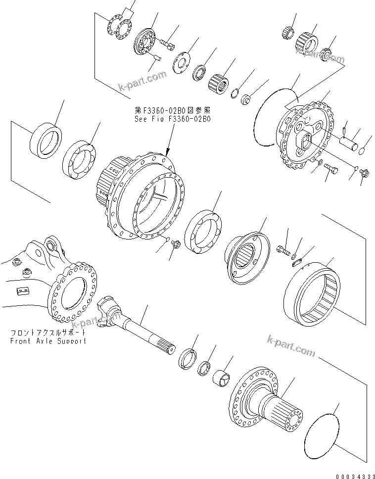 Komatsu parts book diagram for HM300-1 S/N 1001-UP: FRONT FINAL DRIVE (L.H.) (SERVICE PARTS)