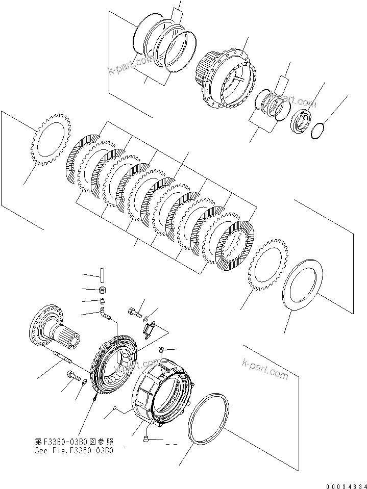 Komatsu parts book diagram for HM300-1 S/N 1001-UP: FRONT FINAL BRAKE (L.H.) (HUB) (SERVICE PARTS)