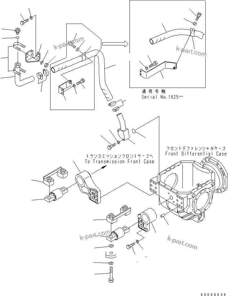 Komatsu parts book diagram for HM300-1 S/N 1001-UP: FRONT DIFFERENTIAL MOUNTING (FOR SAND PROTECT)