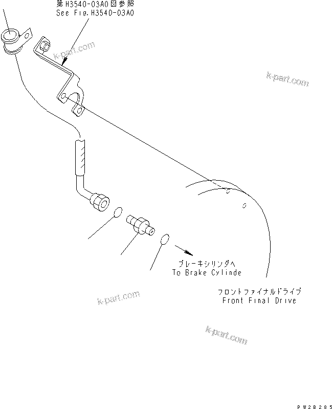 Komatsu parts book diagram for HM300-1 S/N 1001-UP: FRONT BRAKE PIPING