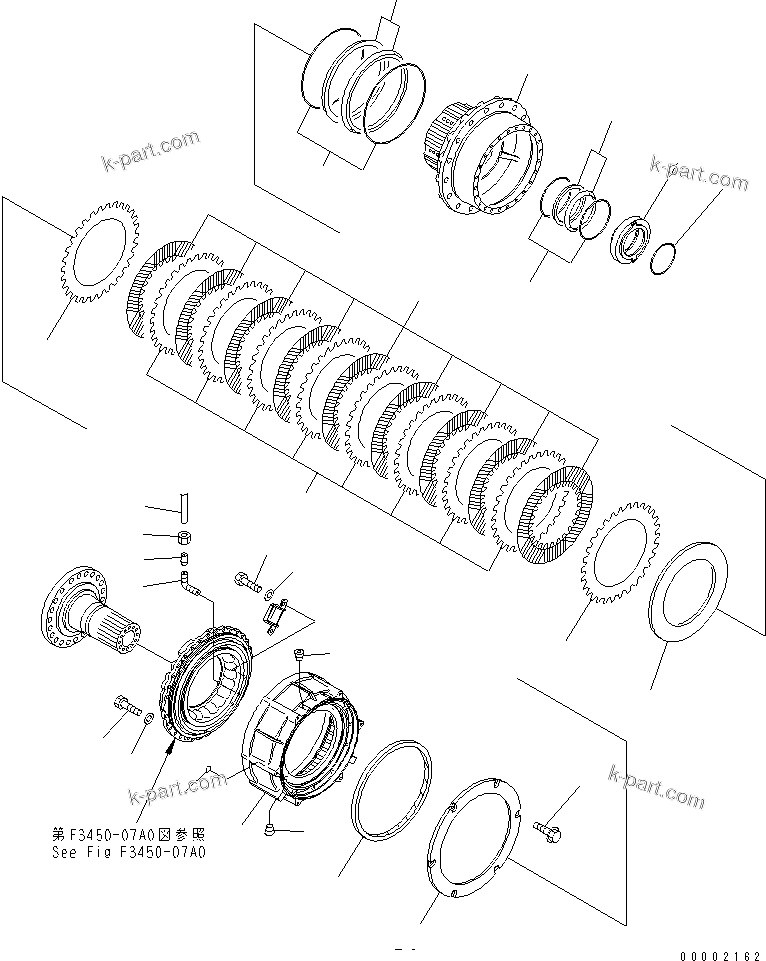 Komatsu parts book diagram for HM300-1 S/N 1001-UP: CENTER AXLE (HUB)
