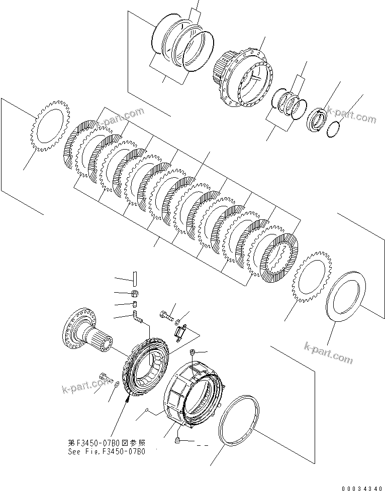 Komatsu parts book diagram for HM300-1 S/N 1001-UP: CENTER AXLE (L.H.) (HUB) (SERVICE PARTS)