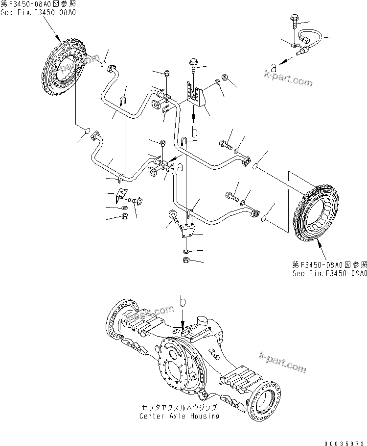 Komatsu parts book diagram for HM300-1 S/N 1001-UP: CENTER BRAKE COOLING