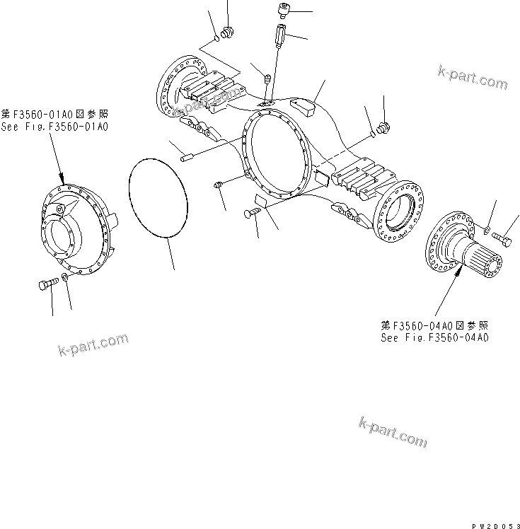 Komatsu parts book diagram for HM300-1 S/N 1001-UP: REAR AXLE (HOUSING AND RELATED PARTS)