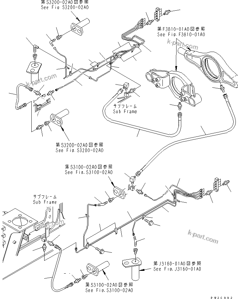 Komatsu parts book diagram for HM300-1 S/N 1001-UP: FRONT FRAME LUBRICATION