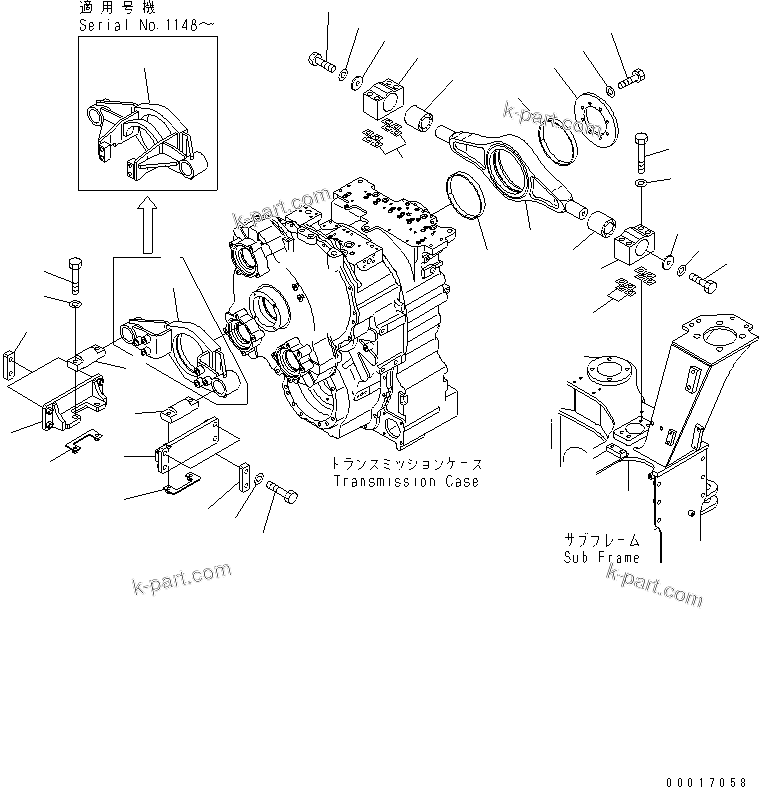Komatsu parts book diagram for HM300-1 S/N 1001-UP: TRANSMISSION MOUNTING