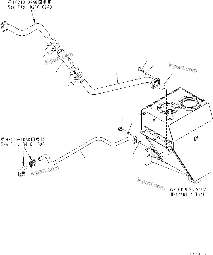 Komatsu parts book diagram for HM300-1 S/N 1001-UP: HYDRAULIC PIPING (TANK TO PUMP)