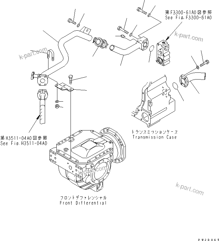 Komatsu parts book diagram for HM300-1 S/N 1001-UP: HYDRAULIC PIPING (TRANSMISSION LINE ? 2/2)