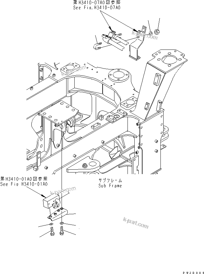 Komatsu parts book diagram for HM300-1 S/N 1001-UP: HYDRAULIC PIPING (PIPING MOUNTING PARTS ? FRONT FRAME SIDE)
