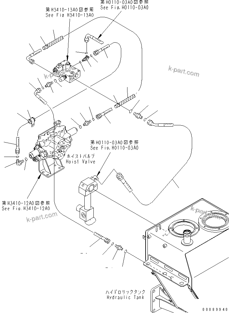 Komatsu parts book diagram for HM300-1 S/N 1001-UP: HYDRAULIC PIPING (E.P.C. VALVE LINE ? 2/2)