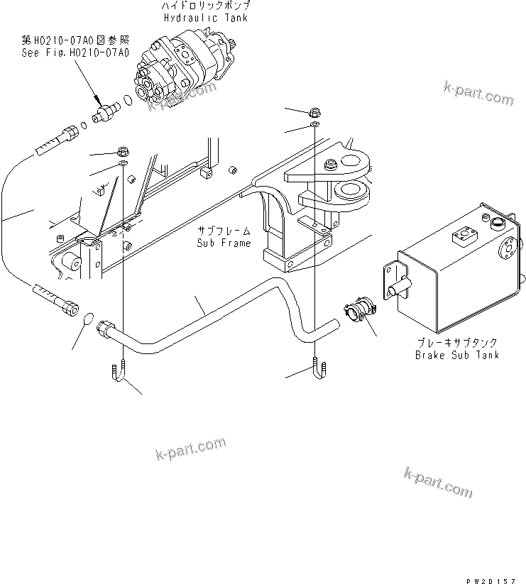 Komatsu parts book diagram for HM300-1 S/N 1001-UP: BRAKE PIPING (BRAKE TANK TO PUMP)