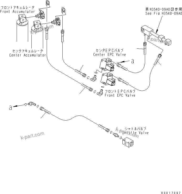 Komatsu parts book diagram for HM300-1 S/N 1001-UP: BRAKE PIPING (ACCUMULATOR TO PROPORTIONAL VALVE)