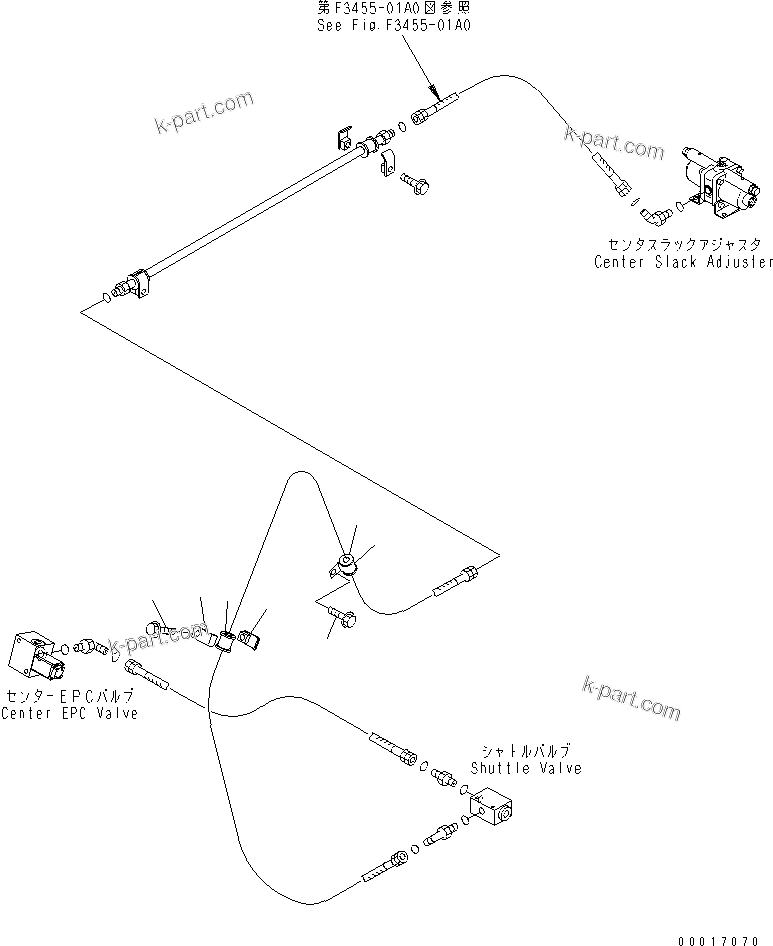 Komatsu parts book diagram for HM300-1 S/N 1001-UP: BRAKE PIPING (SHUTTLE VALVE TO CENTER AXLE)