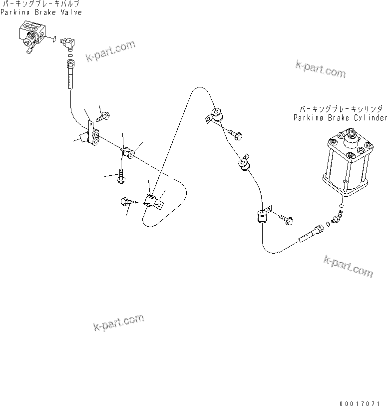 Komatsu parts book diagram for HM300-1 S/N 1001-UP: BRAKE PIPING (PARKING VALVE HOSE CLAMP)