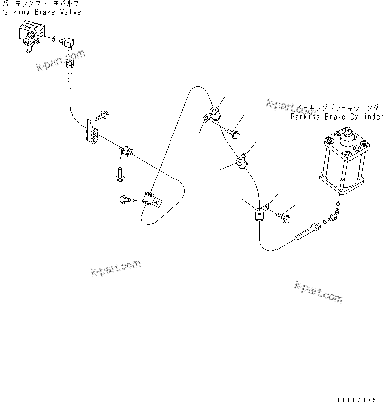 Komatsu parts book diagram for HM300-1 S/N 1001-UP: BRAKE PIPING (PARKING BRAKE CYLINDER HOSE CLAMP)