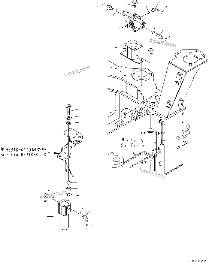 Komatsu parts book diagram for HM300-1 S/N 1001-UP: BRAKE CONTROL EQUIPMENT (FILTER AND SLACK ADJUSTER)