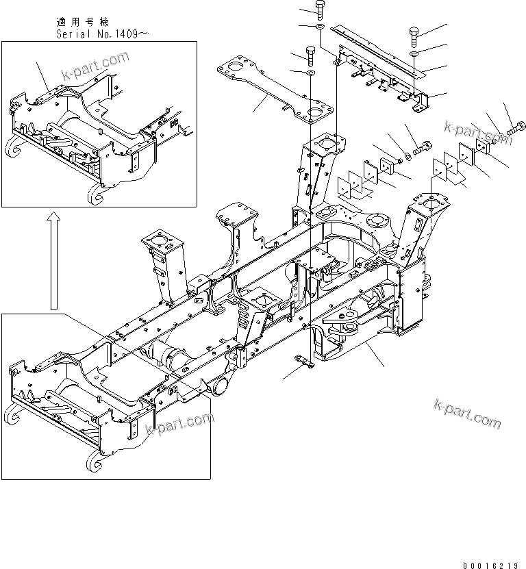 Komatsu parts book diagram for HM300-1 S/N 1001-UP: FRONT FRAME(#1033-)