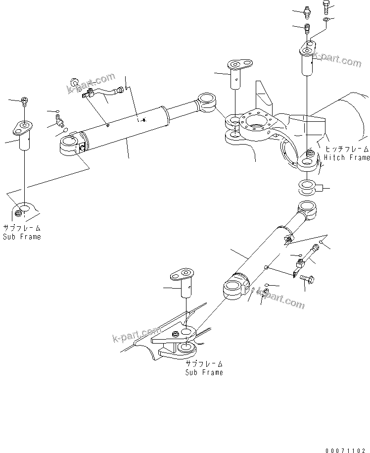 Komatsu parts book diagram for HM300-1 S/N 1001-UP: STEERING CYLINDER AND PIPING