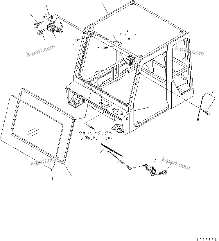Komatsu parts book diagram for HM300-1 S/N 1001-UP: CAB SUB ASS'Y (OPERATOR'S CAB) (CAB AND FRONT PARTS)(#1016-)