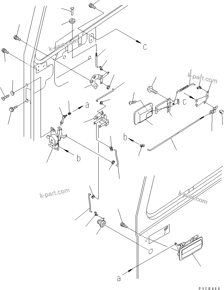 Komatsu parts book diagram for HM300-1 S/N 1001-UP: OPERATOR'S CAB (L.H. DOOR ? DOOR LOCK)(#1001-1015)