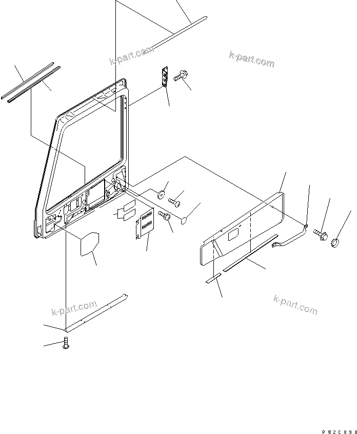 Komatsu parts book diagram for HM300-1 S/N 1001-UP: CAB SUB ASS'Y (OPERATOR'S CAB) (R.H. DOOR ? ACCESSORY PARTS)(#1016-)