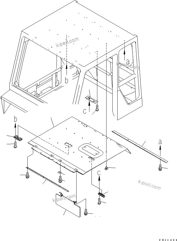 Komatsu parts book diagram for HM300-1 S/N 1001-UP: CAB SUB ASS'Y (OPERATOR'S CAB) (UPPER INTERIOR)(#1016-)