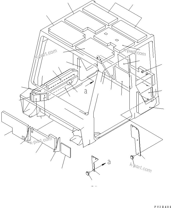 Komatsu parts book diagram for HM300-1 S/N 1001-UP: CAB SUB ASS'Y (OPERATOR'S CAB) (NOISE PROOFING SHEET ? 2/2)(#1016-)