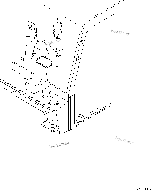 Komatsu parts book diagram for HM300-1 S/N 1001-UP: CAB SUB ASS'Y (OPERATOR'S CAB) (WASHER TANK COVER)(#1016-)