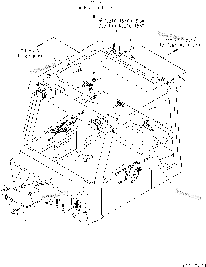 Komatsu parts book diagram for HM300-1 S/N 1001-UP: CAB SUB ASS'Y (OPERATOR'S CAB) (HARNESS)(#1016-)
