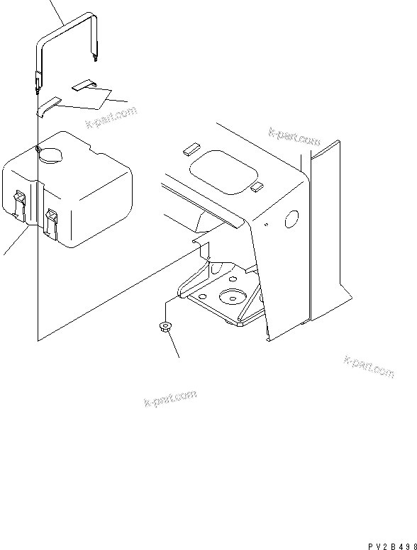 Komatsu parts book diagram for HM300-1 S/N 1001-UP: CAB SUB ASS'Y (OPERATOR'S CAB) (WASHER TANK)(#1016-)