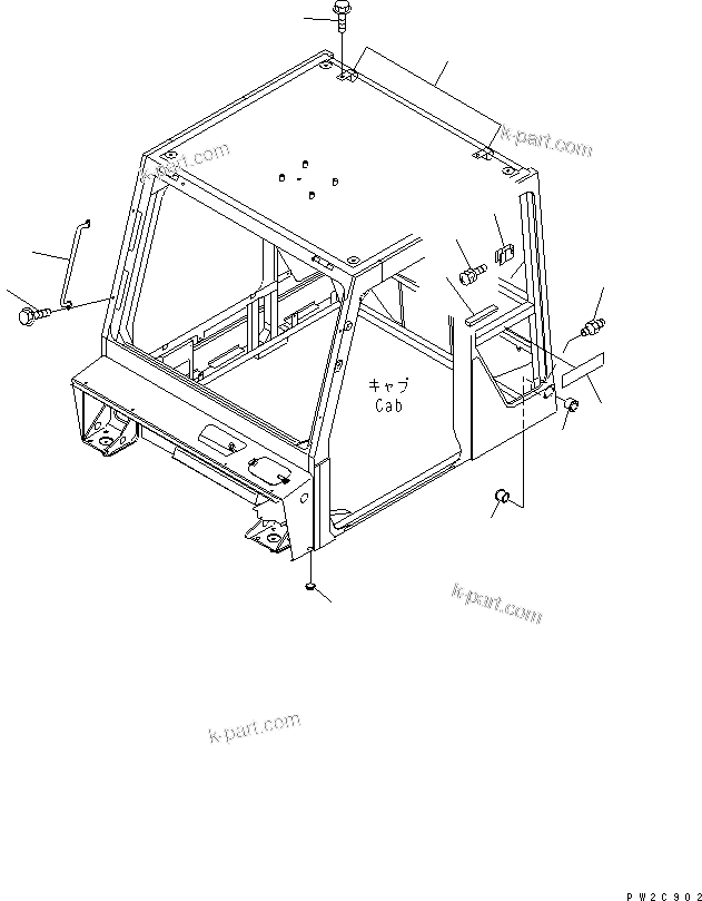 Komatsu parts book diagram for HM300-1 S/N 1001-UP: OPERATOR'S CAB (CAB STAY AND BUSHING)(#1001-1015)