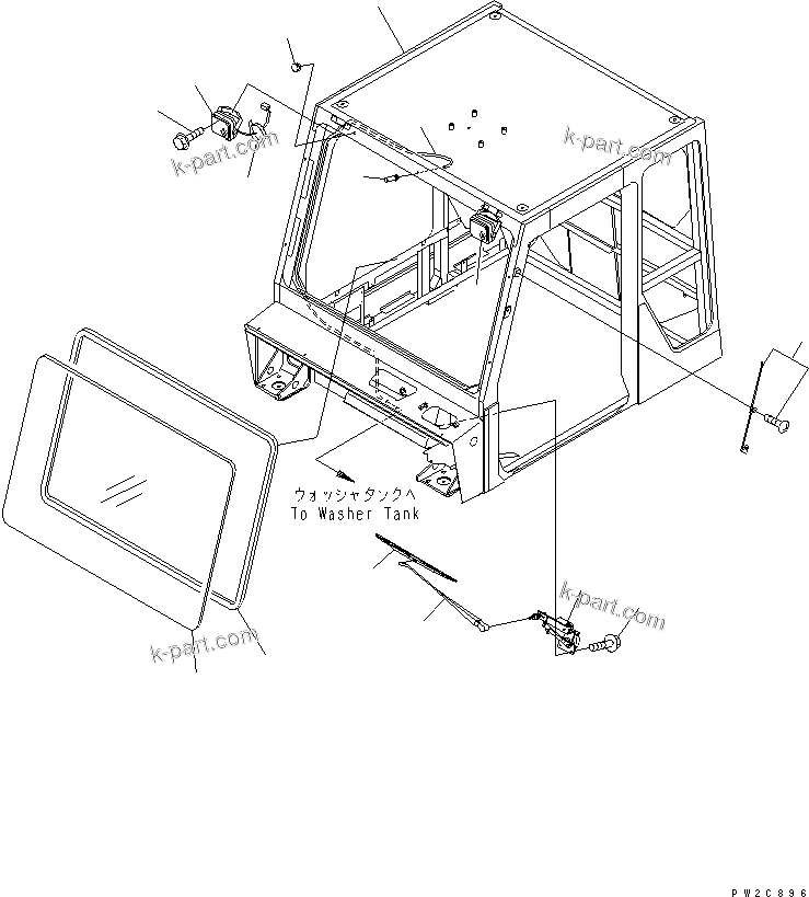 Komatsu parts book diagram for HM300-1 S/N 1001-UP: OPERATOR'S CAB (CAB AND FRONT PARTS)(#1001-1015)