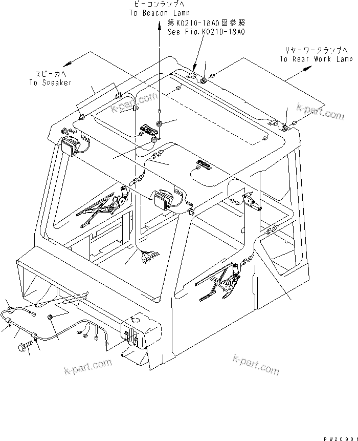 Komatsu parts book diagram for HM300-1 S/N 1001-UP: OPERATOR'S CAB (HARNESS)(#1001-1015)