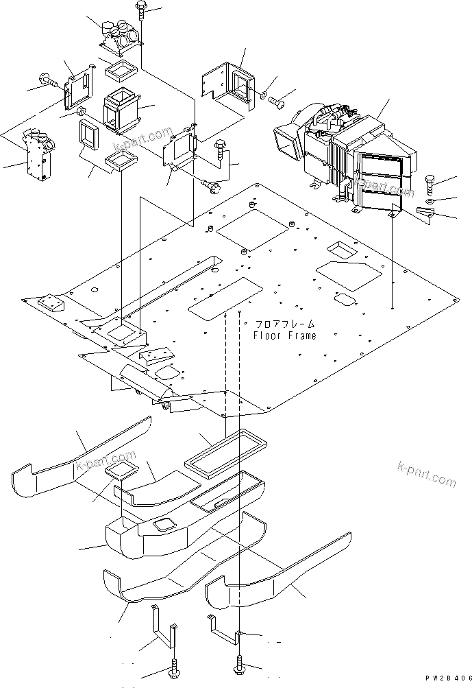 Komatsu parts book diagram for HM300-1 S/N 1001-UP: FLOOR SUB ASS'Y (AIR CONDITIONER UNIT AND AIRDUCT)(#1016-)