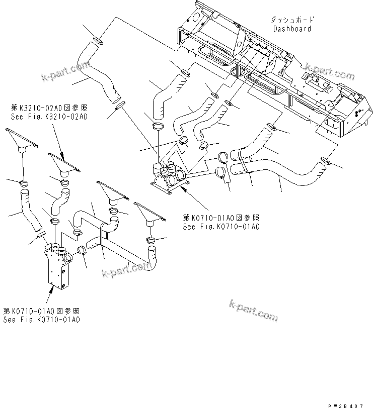 Komatsu parts book diagram for HM300-1 S/N 1001-UP: AIR CONDITIONER (AIR DUCT HOSE)(#1001-1015)