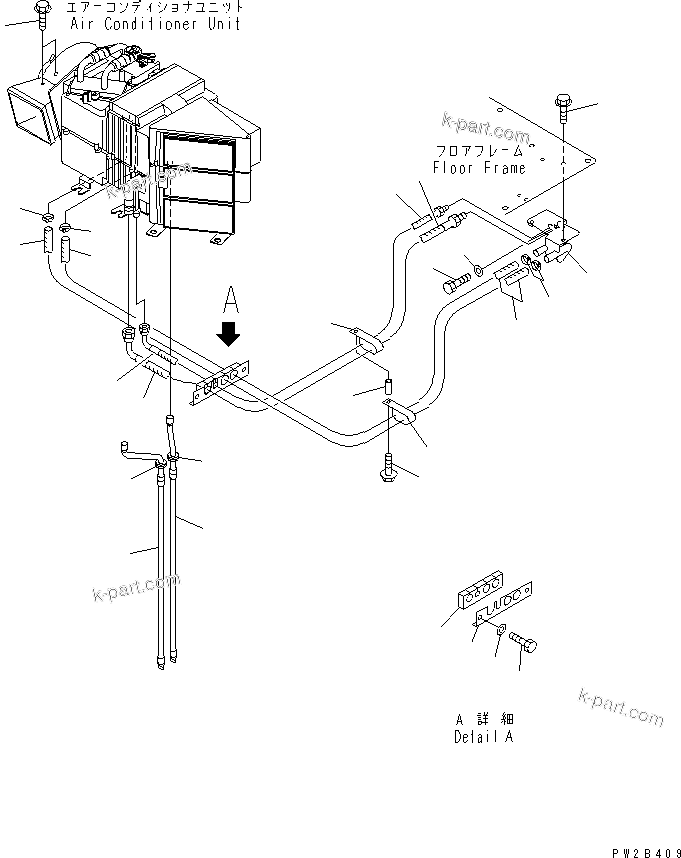 Komatsu parts book diagram for HM300-1 S/N 1001-UP: AIR CONDITIONER (AIR CONDITIONERER PIPING)(#1001-1015)