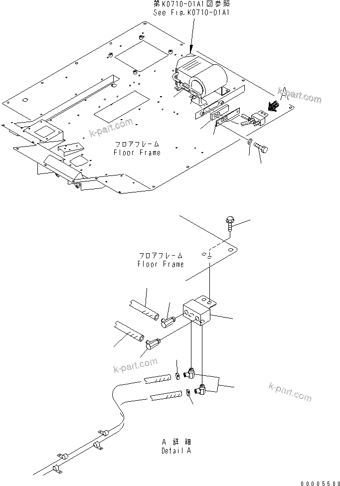 Komatsu parts book diagram for HM300-1 S/N 1001-UP: AIR CONDITIONER (CAR HEATER) (WATER PIPING)