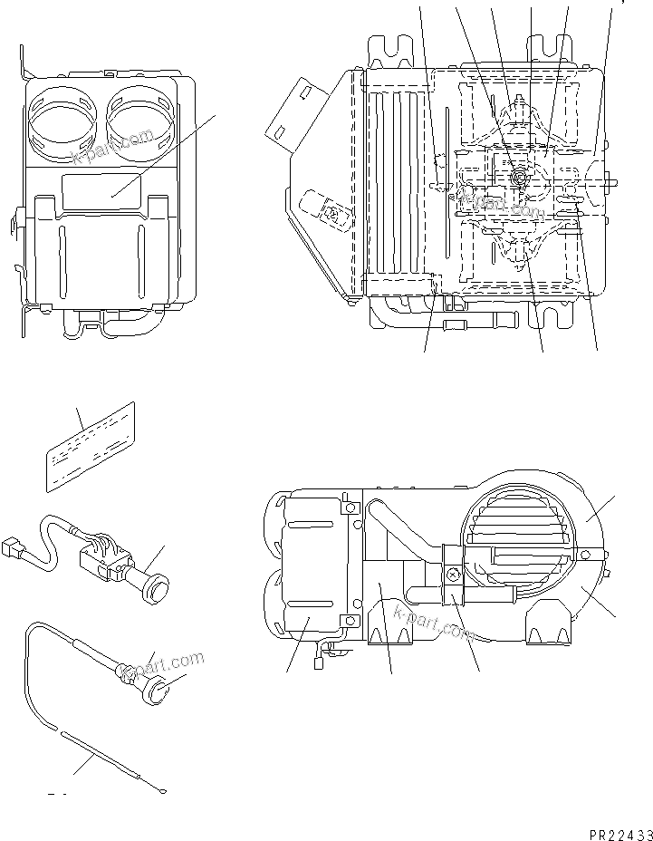 Komatsu parts book diagram for HM300-1 S/N 1001-UP: CAR HEATER (INNER PARTS)