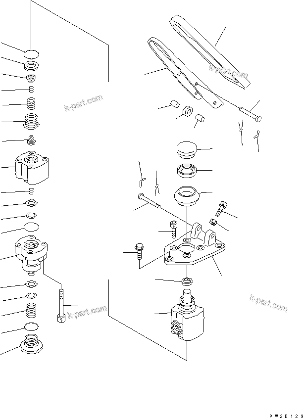 Komatsu parts book diagram for HM300-1 S/N 1001-UP: FLOOR SUB ASS'Y (BRAKE VALVE ? INNER PARTS)(#1016-)