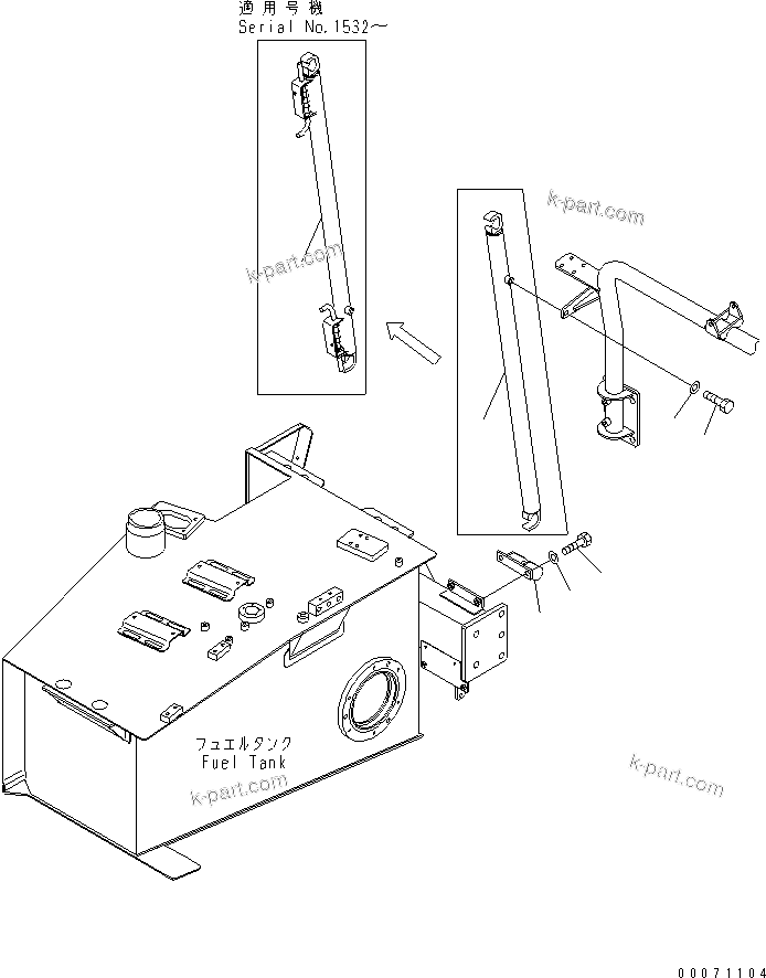 Komatsu parts book diagram for HM300-1 S/N 1001-UP: CAB TILT CYLINDER AND RELATED PARTS (FOR TILT LESS)(#1219-)