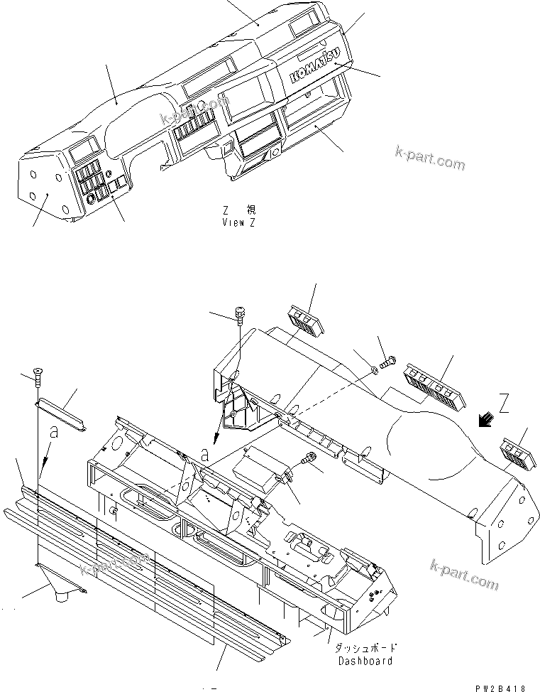 Komatsu parts book diagram for HM300-1 S/N 1001-UP: INSTRUMENT PANEL AND AIR CONDITIONER PANEL(#1001-1015)