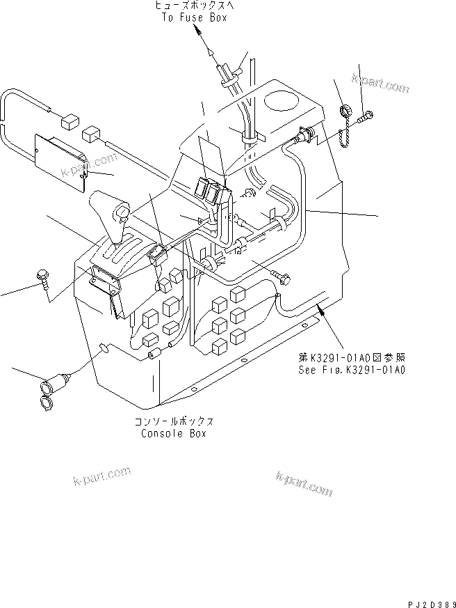 Komatsu parts book diagram for HM300-1 S/N 1001-UP: CONSOLE BOX (ELECTRICAL SYSTEM) (12V)(#1001-1015)