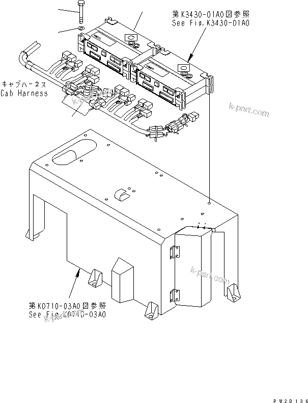Komatsu parts book diagram for HM300-1 S/N 1001-UP: FLOOR SUB ASS'Y (BRAKE CONTROLLER)(#1016-)