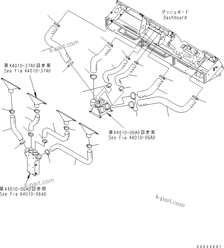 Komatsu parts book diagram for HM300-1 S/N 1001-UP: FLOOR SUB ASS'Y (AIR CONDITIONER) (AIR DUCT HOSE)(#1016-)